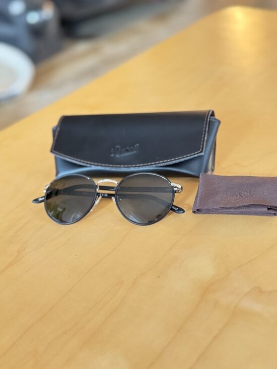 Persol PO2422SJ Round Sunglasses – Silver Matte Black | Handmade in Italy main image 6